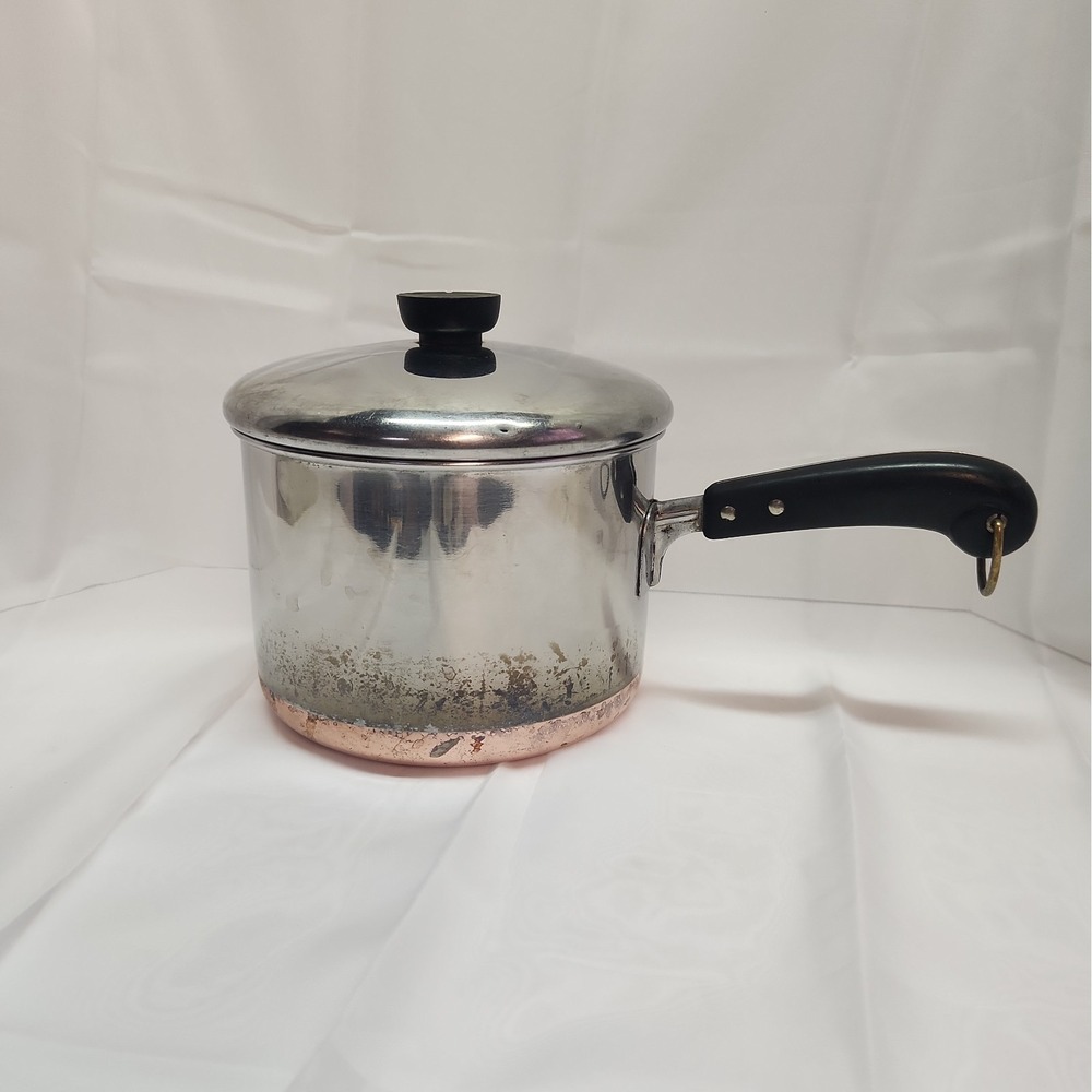 Vintage Pre-1968 Revere Ware 3 QT Saucepan Pot w/ Lid Copper Bottom